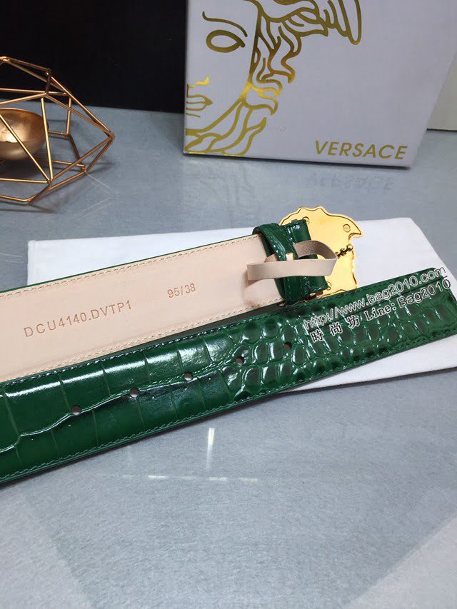 VERSVE男士皮帶 範思哲高端鱷魚紋皮帶 三維美杜莎扣  jjp1101